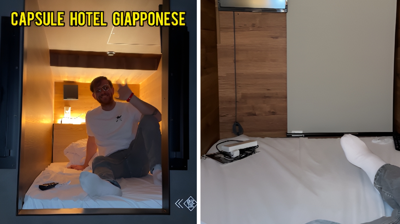 Un influencer ha mostrato un capsule hotel giapponese