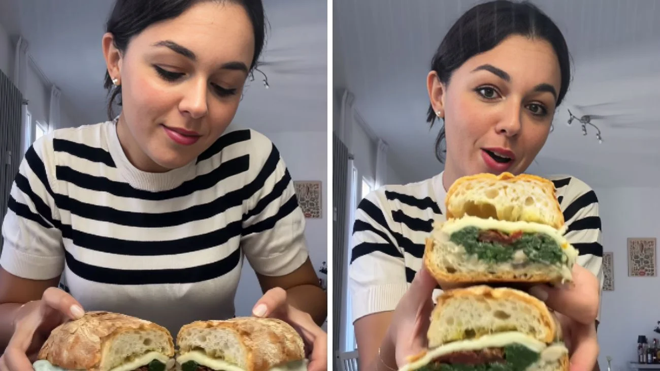 Panino con formaggio e melanzane, ma con un'aggiunta speciale: la cremina è il vero pezzo forte