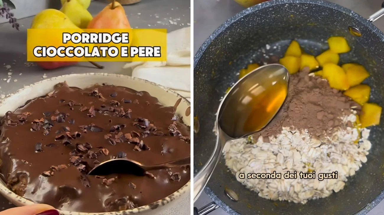 Porridge cioccolato e pera, l'ideale per iniziare al meglio la giornata